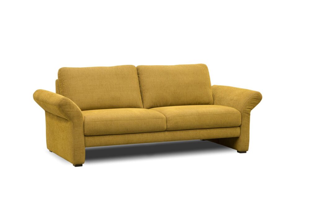 żółta sofa do salonu, elegancka kanapa