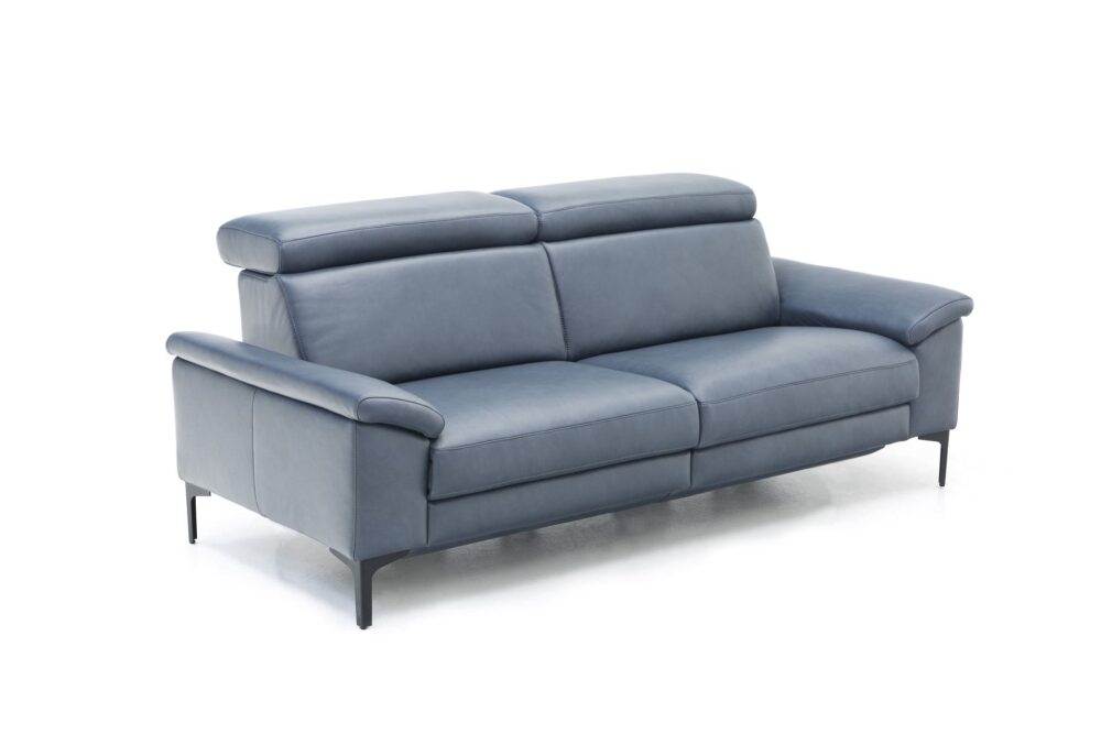 sofa z zagłówkami, niebieska sofa do salonu