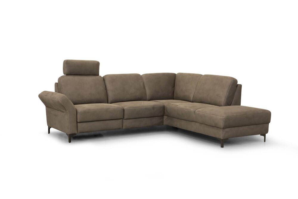 Elegancka kanapa do salonu, sofa z podnóżkiem i zagłówkiem